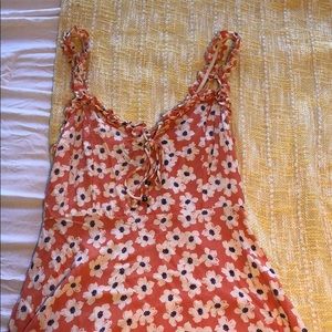 Orange floral ruffle dress
